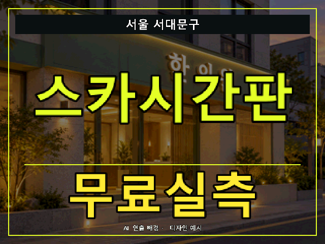 서울 서대문구 스카시간판 무료실측 안내 썸네일 · AI 연출 배경