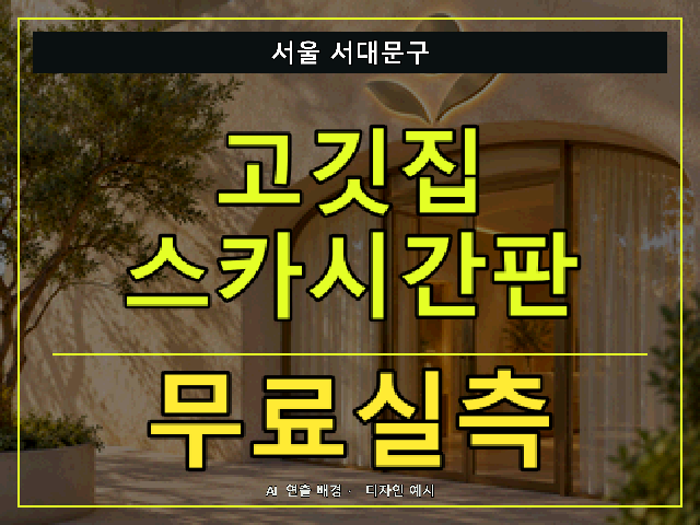 서울 서대문구 고깃집 스카시간판 무료실측 안내 썸네일 · AI 연출 배경