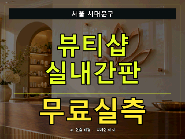 서울 서대문구 뷰티샵 실내간판 무료실측 안내 썸네일 · AI 연출 배경