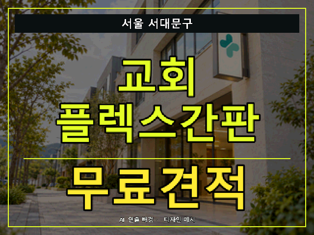 서울 서대문구 교회 플렉스간판 무료견적 안내 썸네일 · AI 연출 배경