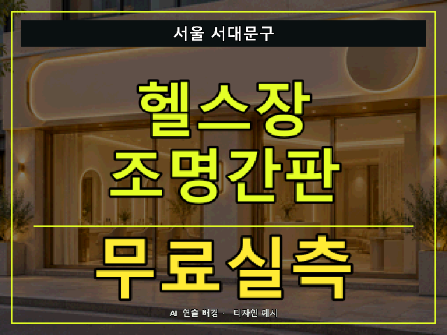 서울 서대문구 헬스장 조명간판 무료실측 안내 썸네일 · AI 연출 배경