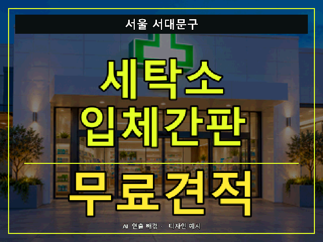 서울 서대문구 세탁소 입체간판 무료견적 안내 썸네일 · AI 연출 배경
