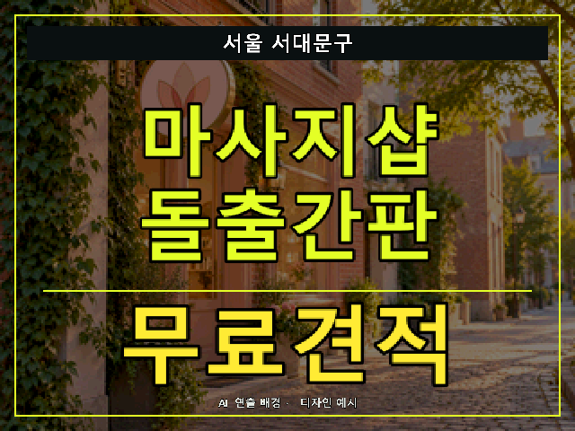 서울 서대문구 마사지샵 돌출간판 무료견적 안내 썸네일 · AI 연출 배경