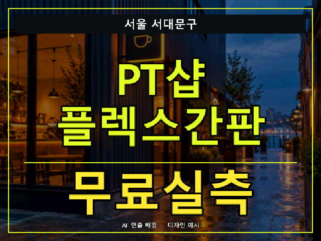 서울 서대문구 PT샵 플렉스간판 무료실측 안내 썸네일 · AI 연출 배경
