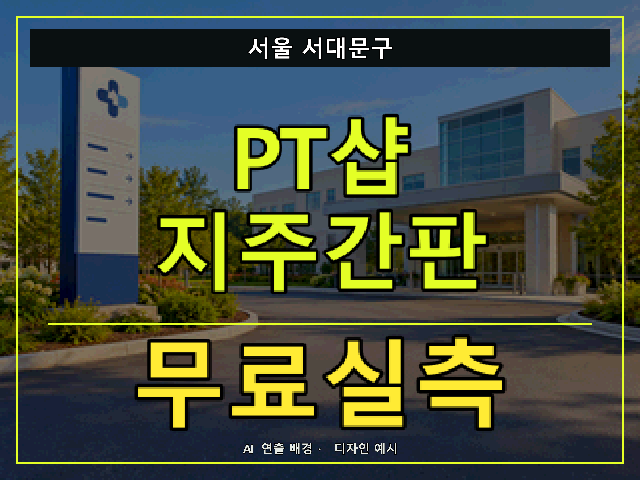 서울 서대문구 PT샵 지주간판 무료실측 안내 썸네일 · AI 연출 배경
