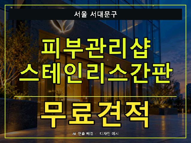 서울 서대문구 피부관리샵 스테인리스간판 무료견적 안내 썸네일 · AI 연출 배경