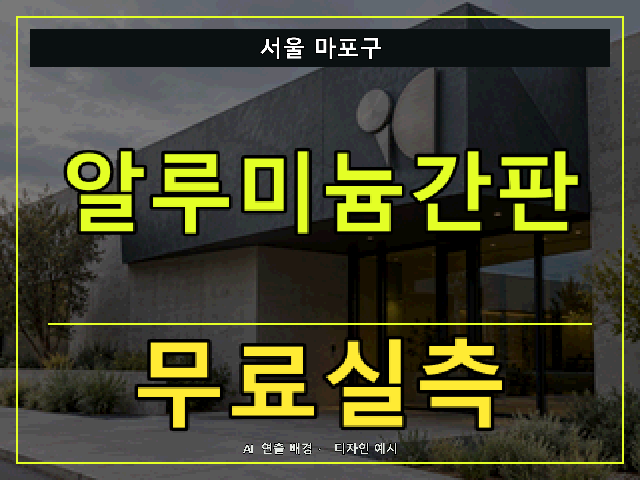 서울 마포구 알루미늄간판 무료실측 안내 썸네일 · AI 연출 배경
