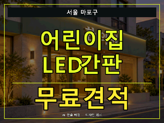 서울 마포구 어린이집 LED간판 무료견적 안내 썸네일 · AI 연출 배경