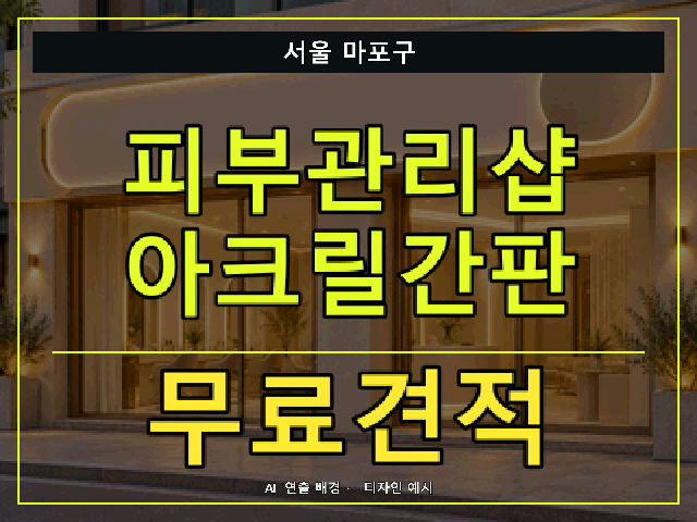 서울 마포구 피부관리샵 아크릴간판 무료견적 안내 썸네일 · AI 연출 배경