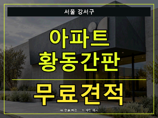 서울 강서구 아파트 황동간판 무료견적 안내 썸네일 · AI 연출 배경
