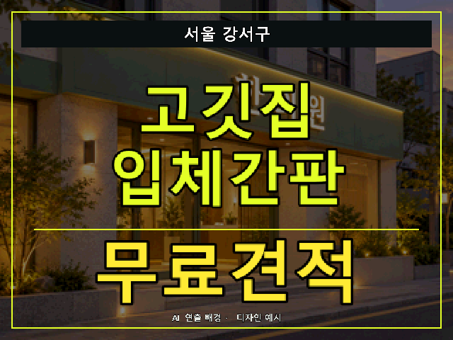 서울 강서구 고깃집 입체간판 무료견적 안내 썸네일 · AI 연출 배경