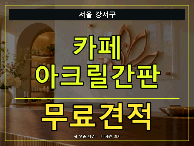 서울 강서구 카페 아크릴간판 무료견적 안내 썸네일 · AI 연출 배경
