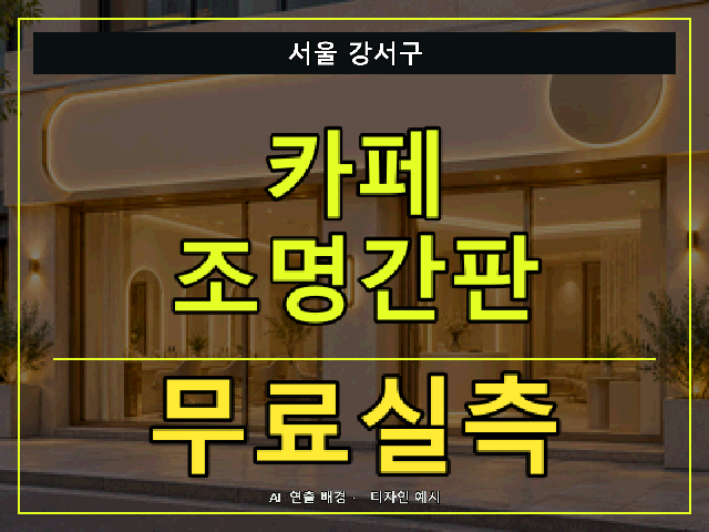 서울 강서구 카페 조명간판 무료실측 안내 썸네일 · AI 연출 배경