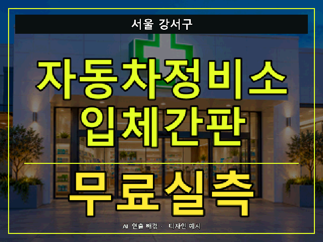 서울 강서구 자동차정비소 입체간판 무료실측 안내 썸네일 · AI 연출 배경