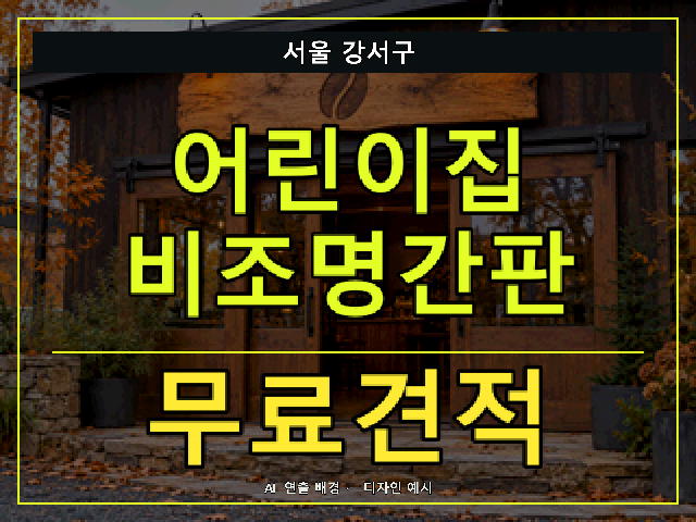서울 강서구 어린이집 비조명간판 무료견적 안내 썸네일 · AI 연출 배경