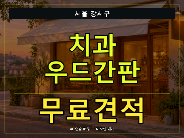 서울 강서구 치과 우드간판 무료견적 안내 썸네일 · AI 연출 배경