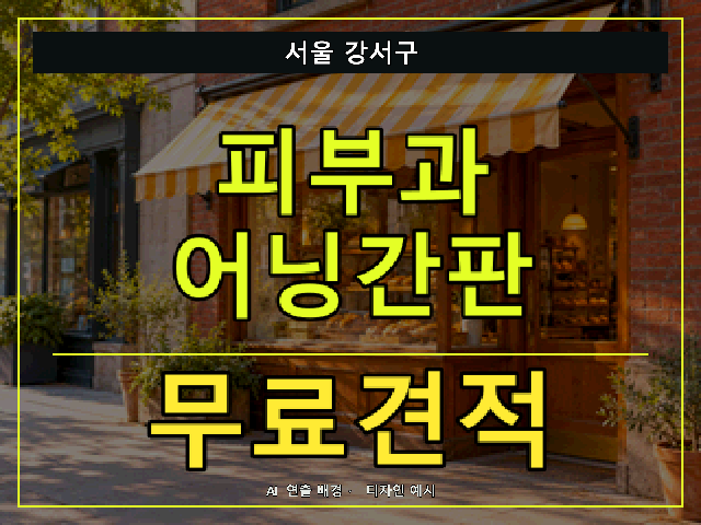 서울 강서구 피부과 어닝간판 무료견적 안내 썸네일 · AI 연출 배경