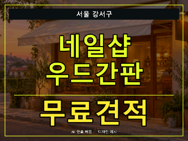 서울 강서구 네일샵 우드간판 무료견적 안내 썸네일 · AI 연출 배경
