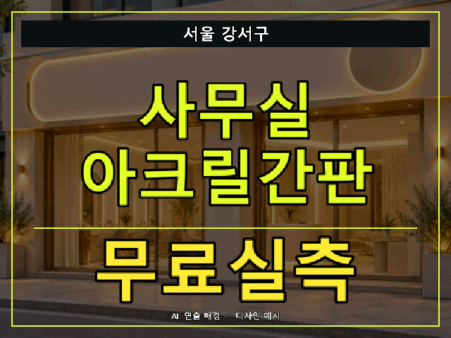 서울 강서구 사무실 아크릴간판 무료실측 안내 썸네일 · AI 연출 배경