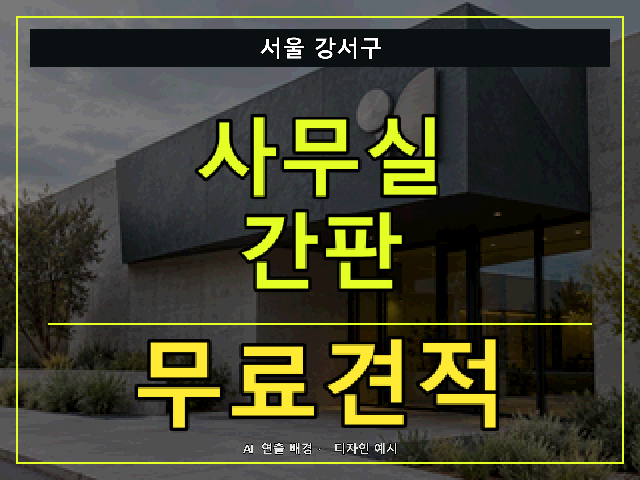 서울 강서구 사무실 간판 무료견적 안내 썸네일 · AI 연출 배경