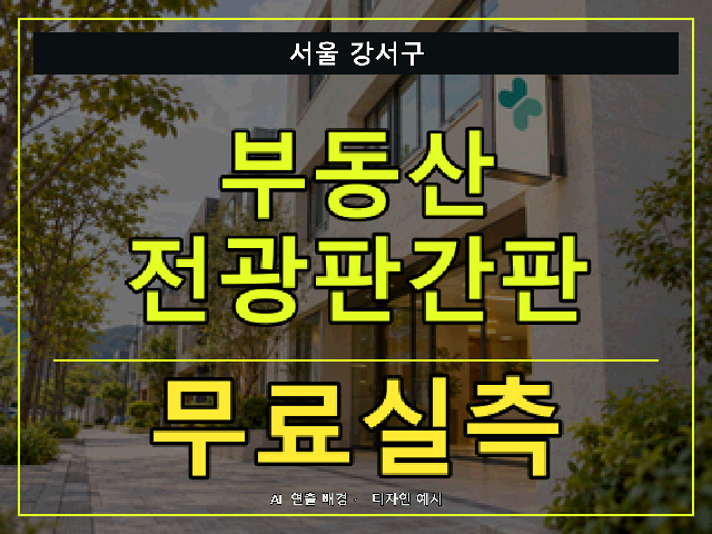 서울 강서구 부동산 전광판간판 무료실측 안내 썸네일 · AI 연출 배경