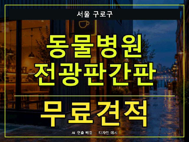 서울 구로구 동물병원 전광판간판 무료견적 안내 썸네일 · AI 연출 배경