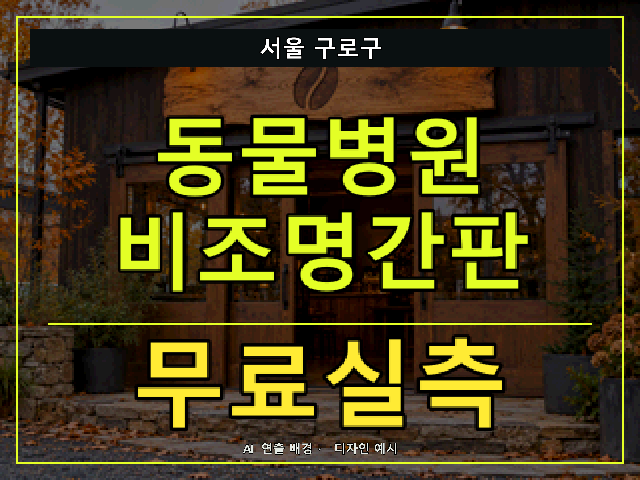 서울 구로구 동물병원 비조명간판 무료실측 안내 썸네일 · AI 연출 배경