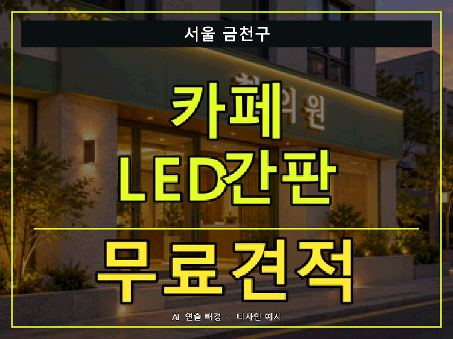 서울 금천구 카페 LED간판 무료견적 안내 썸네일 · AI 연출 배경