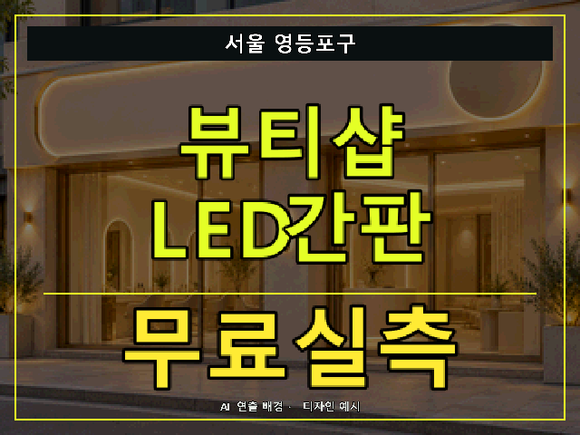 서울 영등포구 뷰티샵 LED간판 무료실측 안내 썸네일 · AI 연출 배경