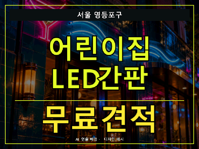 서울 영등포구 어린이집 LED간판 무료견적 안내 썸네일 · AI 연출 배경