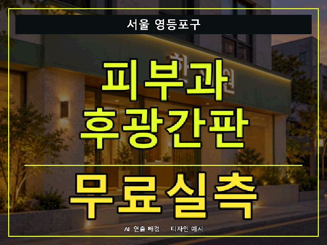 서울 영등포구 피부과 후광간판 무료실측 안내 썸네일 · AI 연출 배경