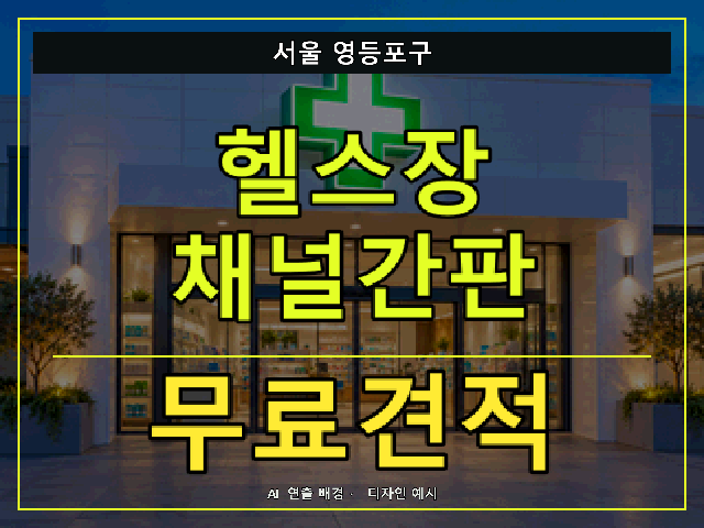서울 영등포구 헬스장 채널간판 무료견적 안내 썸네일 · AI 연출 배경