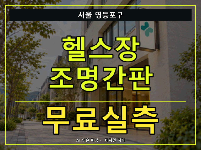 서울 영등포구 헬스장 조명간판 무료실측 안내 썸네일 · AI 연출 배경