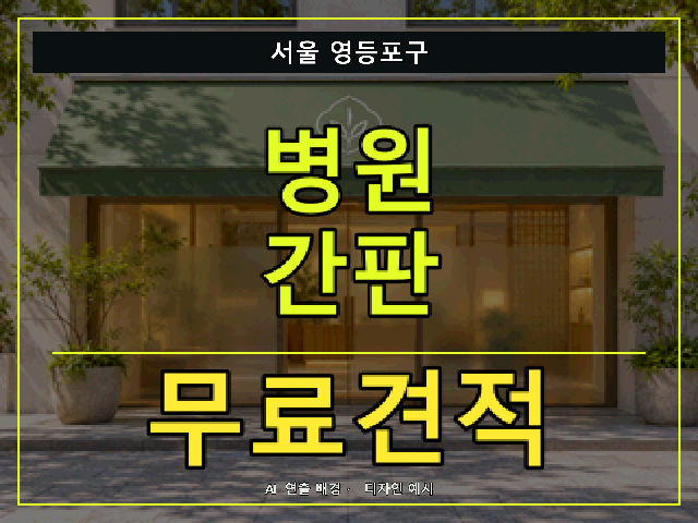 서울 영등포구 병원 간판 무료견적 안내 썸네일 · AI 연출 배경