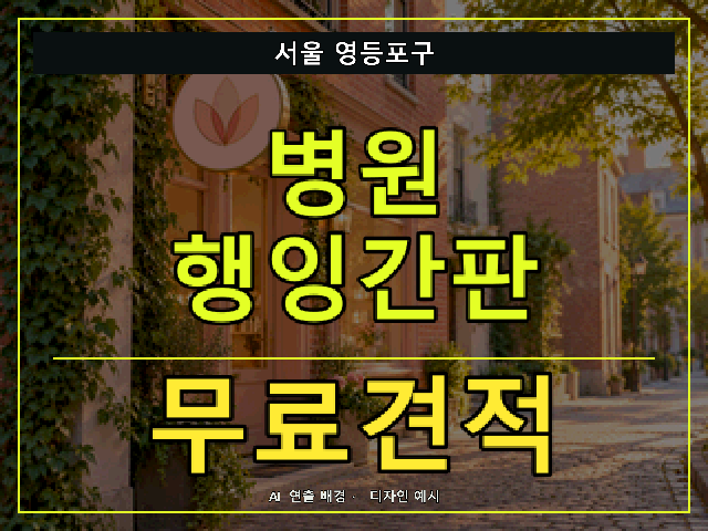 서울 영등포구 병원 행잉간판 무료견적 안내 썸네일 · AI 연출 배경