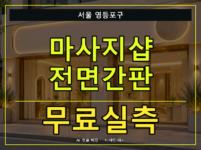 서울 영등포구 마사지샵 전면간판 무료실측 안내 썸네일 · AI 연출 배경