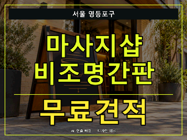 서울 영등포구 마사지샵 비조명간판 무료견적 안내 썸네일 · AI 연출 배경