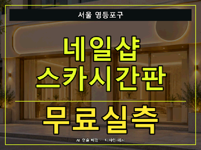 서울 영등포구 네일샵 스카시간판 무료실측 안내 썸네일 · AI 연출 배경