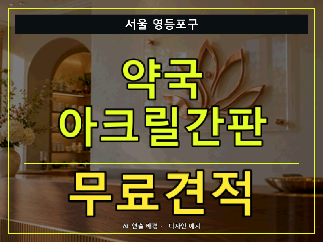 서울 영등포구 약국 아크릴간판 무료견적 안내 썸네일 · AI 연출 배경