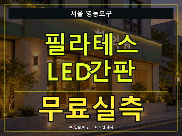 서울 영등포구 필라테스 LED간판 무료실측 안내 썸네일 · AI 연출 배경