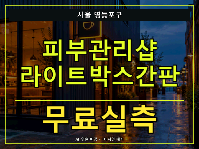서울 영등포구 피부관리샵 라이트박스간판 무료실측 안내 썸네일 · AI 연출 배경