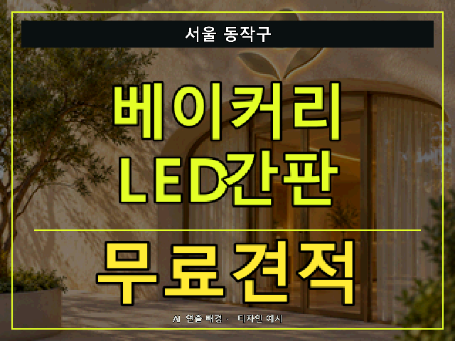 서울 동작구 베이커리 LED간판 무료견적 안내 썸네일 · AI 연출 배경