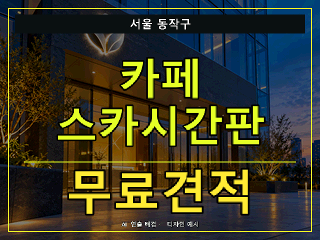 서울 동작구 카페 스카시간판 무료견적 안내 썸네일 · AI 연출 배경