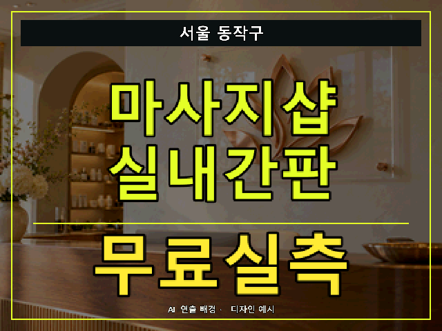 서울 동작구 마사지샵 실내간판 무료실측 안내 썸네일 · AI 연출 배경