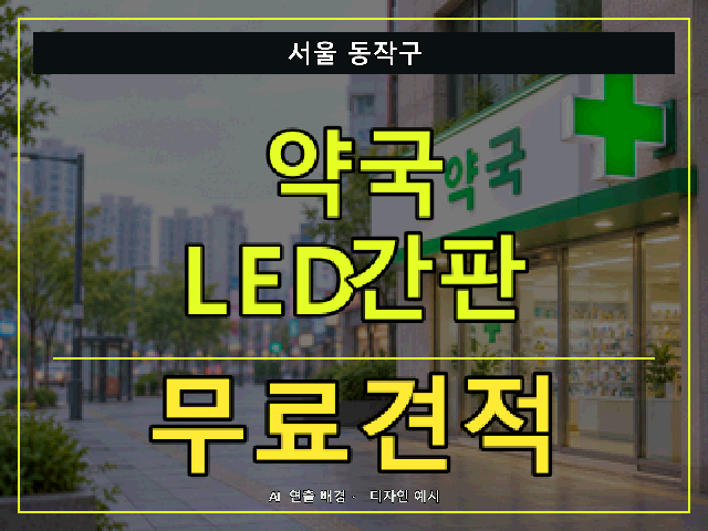 서울 동작구 약국 LED간판 무료견적 안내 썸네일 · AI 연출 배경