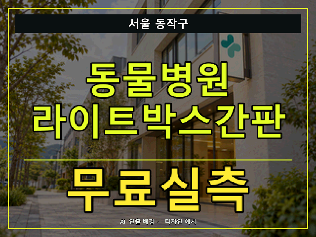 서울 동작구 동물병원 라이트박스간판 무료실측 안내 썸네일 · AI 연출 배경