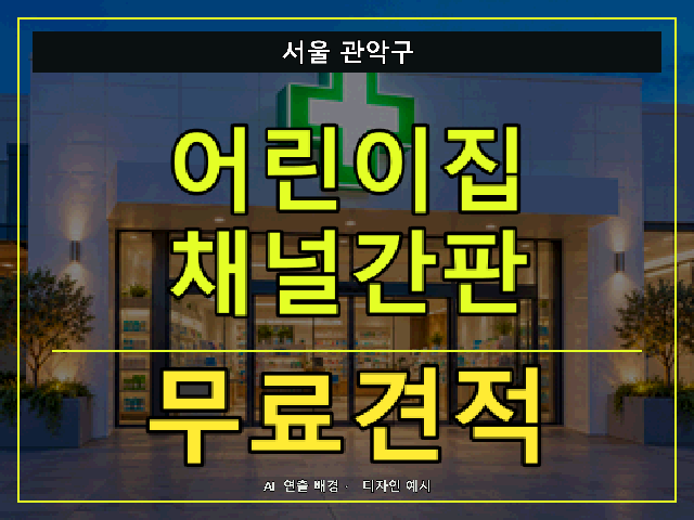 서울 관악구 어린이집 채널간판 무료견적 안내 썸네일 · AI 연출 배경