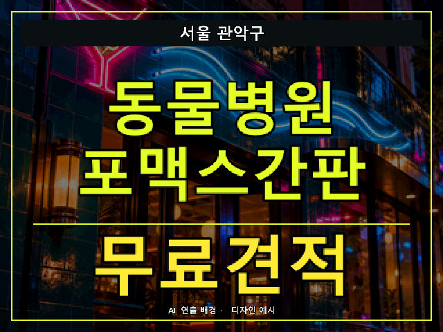 서울 관악구 동물병원 포맥스간판 무료견적 안내 썸네일 · AI 연출 배경