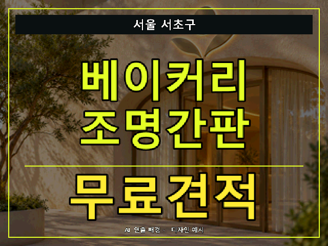 서울 서초구 베이커리 조명간판 무료견적 안내 썸네일 · AI 연출 배경