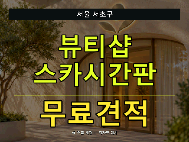 서울 서초구 뷰티샵 스카시간판 무료견적 안내 썸네일 · AI 연출 배경